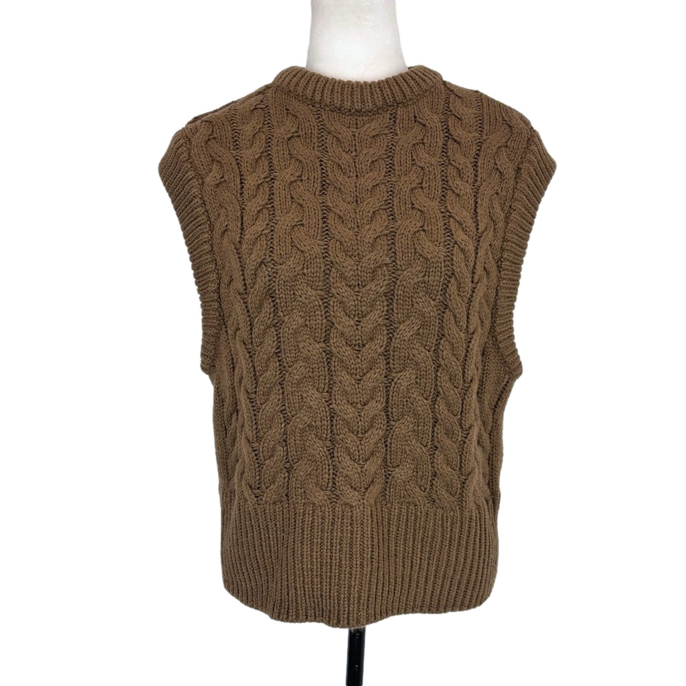 Retrod brown cable knit vest